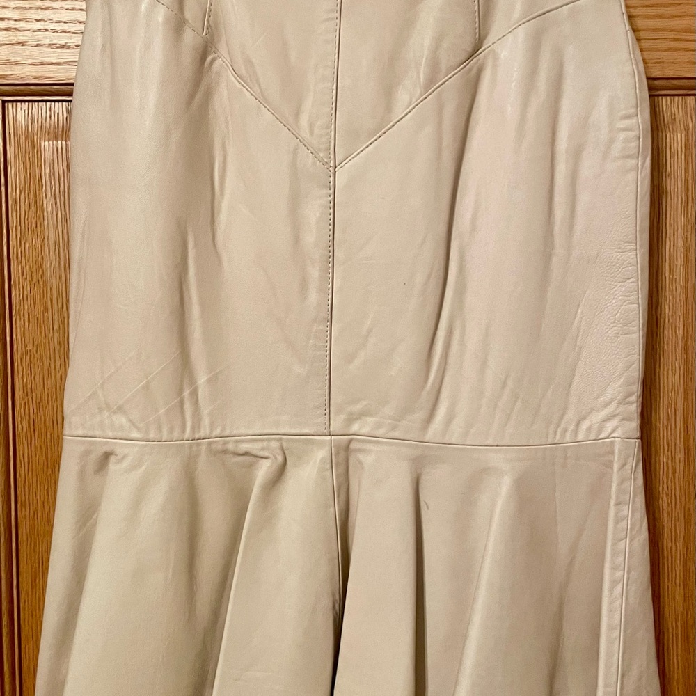 Adorable Cream Colored Leather Skirt by Michael Hoban for North Beach Leather